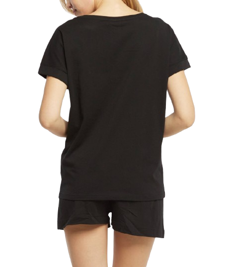 Emporio Armani T-Shirt  Nero Donna 164340 Logo mania Silver