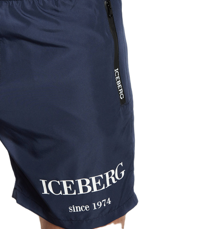 Iceberg Costume Bermuda Uomo ICE2MBM01 Navy Blue Stampa Logo