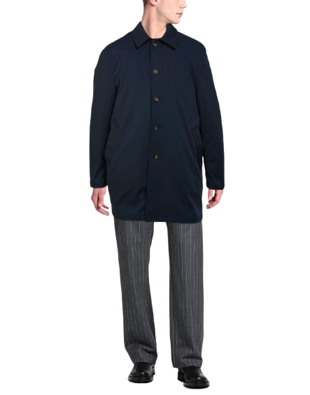 Alessandro Gilles trench uomo in tessuto tecnico Marine Blu
