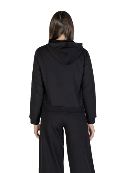 MOSCHINO Felpa con Cappuccio Nera Full-Zip Donna con Bande Elastiche Logate