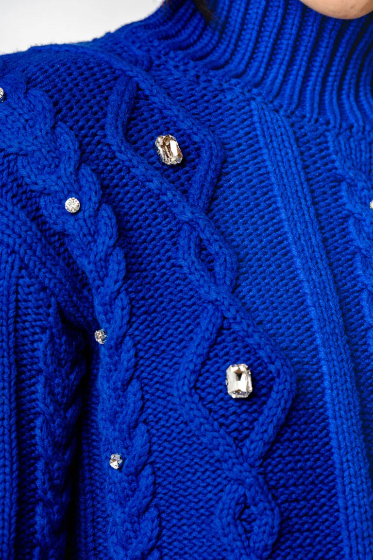 Nosecrets Milano Maglia Luxury trecce con Collo Alto – 233NS239 Curacao -Royal