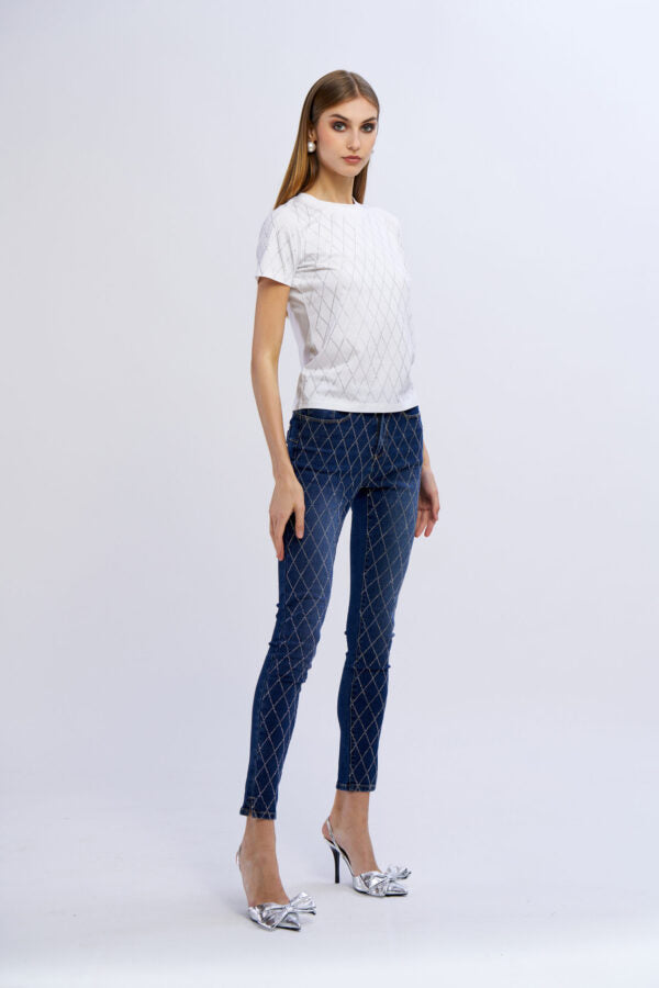 Nosecrets T-Shirt Donna 251NS066 Diamanti Crystal Bianco