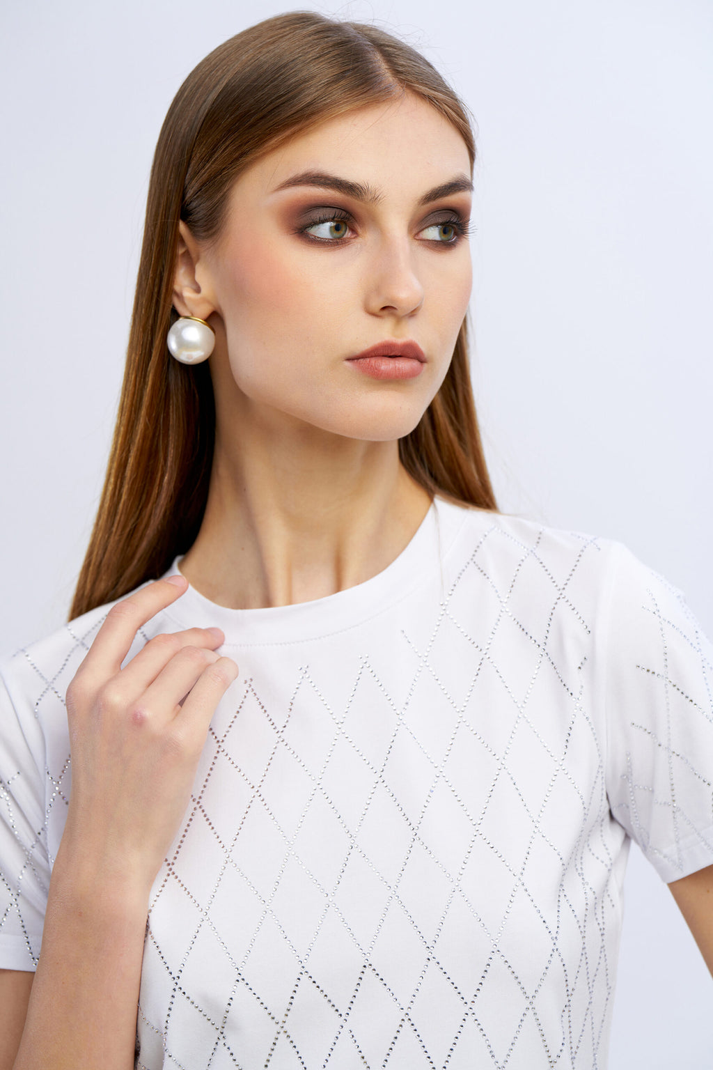 Nosecrets T-Shirt Donna 251NS066 Diamanti Crystal Bianco