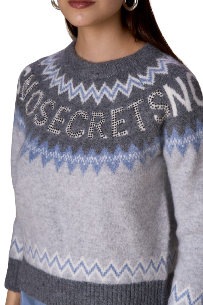 Nosecrets Maglione Donna Logo strass 253NS264-nuvola_Grafite