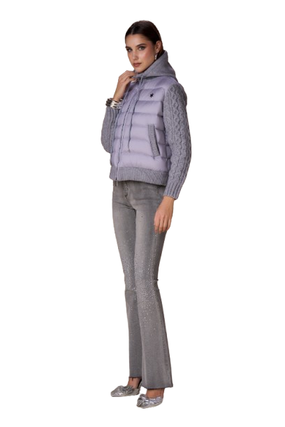 NoSecrets Milano Piumino Donna Corto con Maniche a Trecce, Nuvola