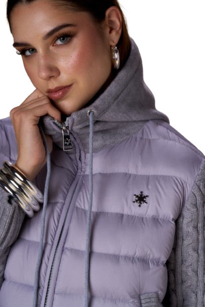 NoSecrets Milano Piumino Donna Corto con Maniche a Trecce, Nuvola