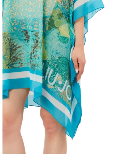Liu Jo Kaftano in Chiffon Stampato Verde Acqua – VA6084