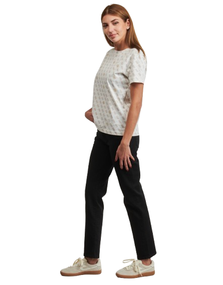 GUESS 4G Rhombus Studs Women's T Shirt in Beige