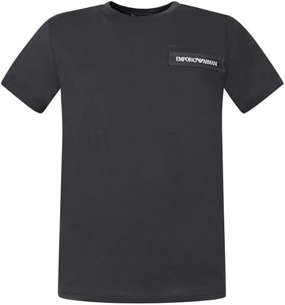 Emporio Armani T-Shirt Uomo Crew Neck Logo Tape, Nero