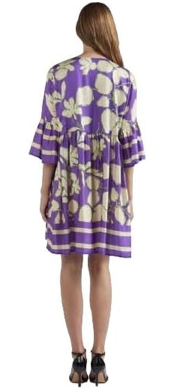 CAFèNOIR Abito con Increspatura alla Vita Stampato Maxy Fiore Viola