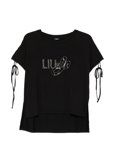Liu Jo T-Shirt Maniche Coulisse 6166 Nero/LiuJo Foil