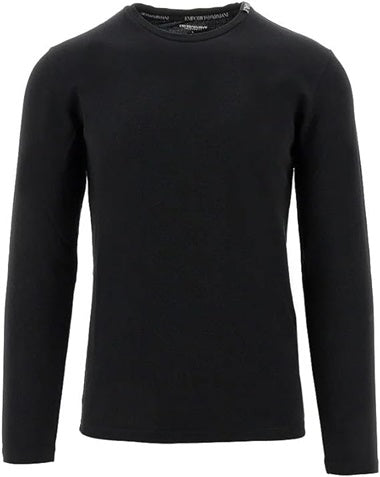 Emporio Armani T-Shirt Uomo 111023 Piquet Stretch Nero Manica Lunga
