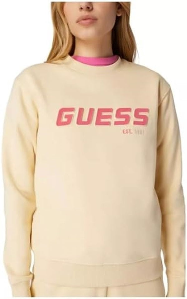 GUESS Felpa Donna con Logo a Rilievo, Creamy Gold