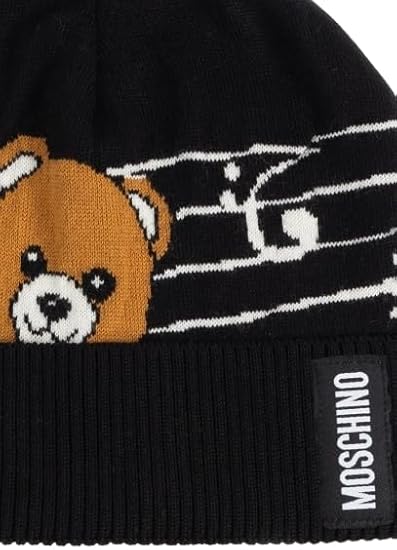 Moschino Berretto Teddy Bear note musicali  - Nero