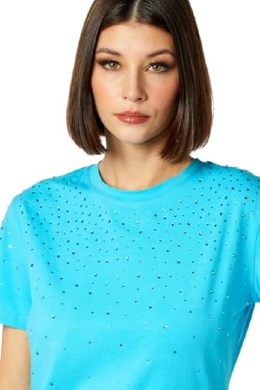 Nosecrets T-Shirt Donna Cascata Diamanti 241NS249 Turquoise