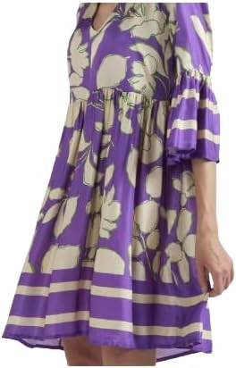 CAFèNOIR Abito con Increspatura alla Vita Stampato Maxy Fiore Viola