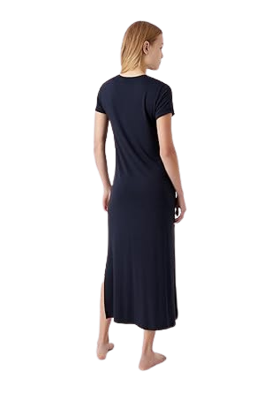 Emporio Armani Abito Lungo Donna in Viscosa Elasticizzata – Blu Marino