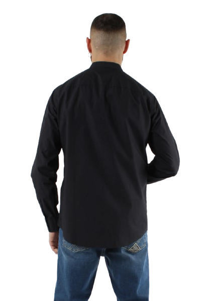 Armani Exchange Camicia Uomo Regular Fit in Popeline deep navy con Patch Logo