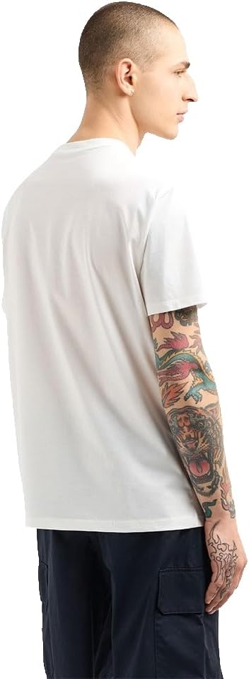 Armani Exchange T-Shirt Uomo Ax Milano Bianco Latte & Oro