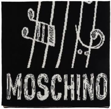 Moschino Sciarpa Teddy Bear Music - Sciarpa in Maglia Nera con Orsetto