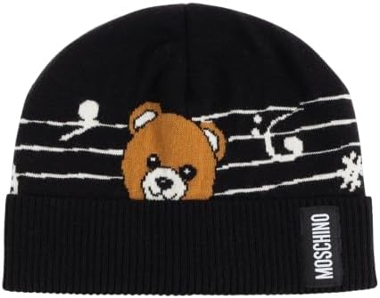 Moschino Berretto Teddy Bear note musicali  - Nero