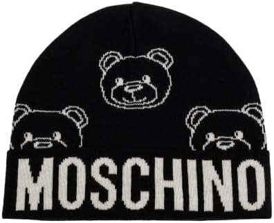 Moschino Berretto con Logo e Teddy Bear - Nero