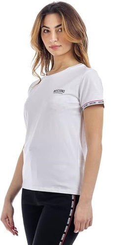 Moschino T-Shirt Donna A1905 con Banda Elastica logata Fondo Manica