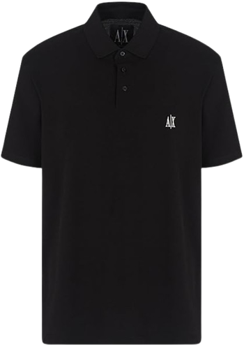 Armani Exchange Icon Project, Embroidered Logo Polo Black Uomo
