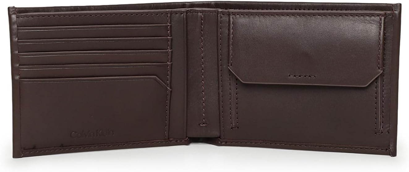 Calvin Klein Portafoglio Uomo Concise Bifold con RFID, Marrone (Dark Brown Slg)