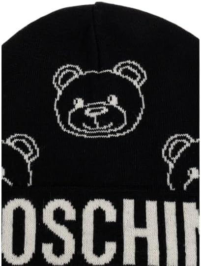 Moschino Berretto con Logo e Teddy Bear - Nero