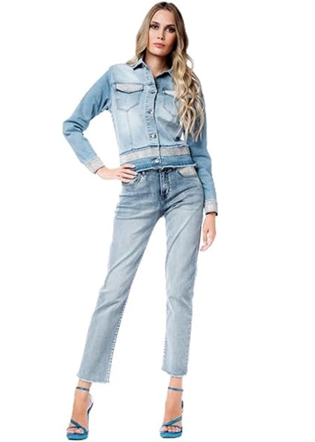 Nosecrets Giacca Donna 231NS013 - diamantini - stone wash