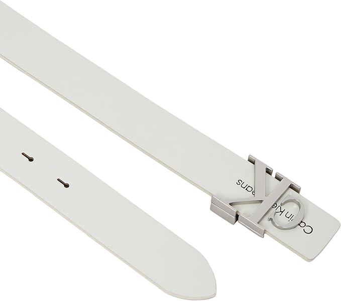 Calvin Klein Cintura Donna Monogram Hardware 3,0 cm Cintura in Pelle, Bianco