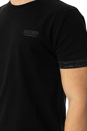 Moschino T-Shirt Uomo con Logo a Rilievo alle Maniche V1A0705 - Nero