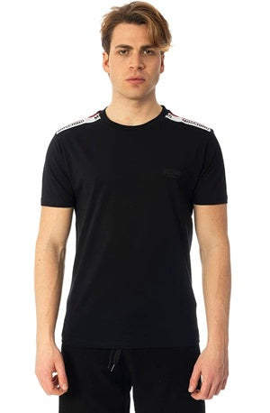 Moschino T-Shirt Uomo V1A0781 Casual con Fasce Logate sulle Spalle Nero