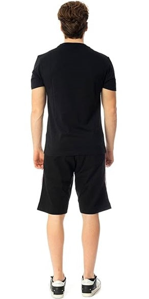 Moschino T-Shirt Uomo V1A0781 Casual con Fasce Logate sulle Spalle Nero