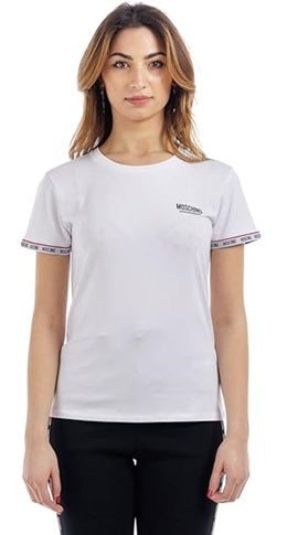 Moschino T-Shirt Donna A1905 – Banda Elastica Logata | Bianco