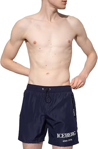 Iceberg Costume Bermuda Uomo ICE2MBM01 Navy Blue Stampa Logo