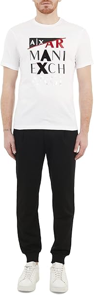 ARMANI EXCHANGE T-Shirt Uomo Cotton Jersey Black Logo Ricamato a Rilievo