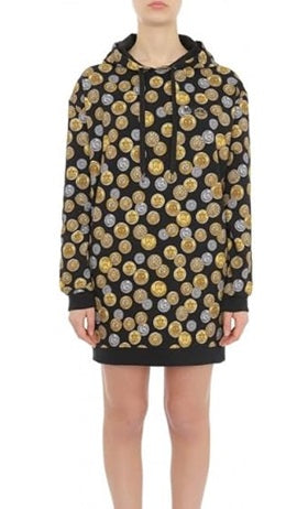 MOSCHINO Abito Felpa Donna con Cappuccio A17099030 Fantasy Gold Coins