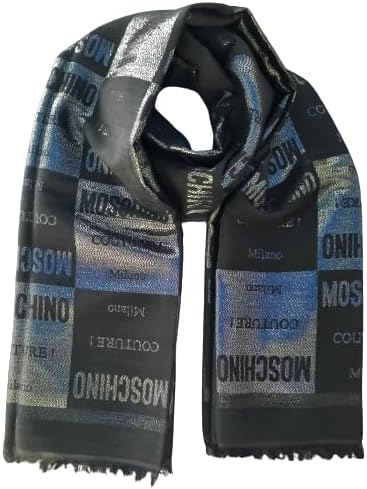Moschino Sciarpa Foulard Donna Fantasia Patchwork Black/Silver