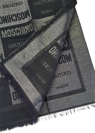 Moschino Sciarpa Foulard Donna Fantasia Patchwork Black/Silver