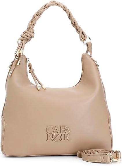 CAFèNOIR Sacca Con Manico Intrecciato E Logo Rettangolare Tono Su Tono, Da Donna, Tortora