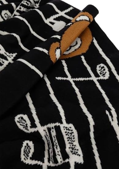 Moschino Sciarpa Teddy Bear Music - Sciarpa in Maglia Nera con Orsetto