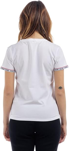 Moschino T-Shirt Donna A1905 con Banda Elastica logata Fondo Manica