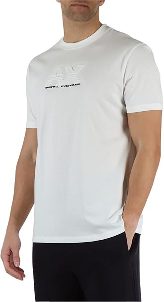 Armani Exchange T-shirt Uomo Sustainable Embossed And HD Logo Bianco