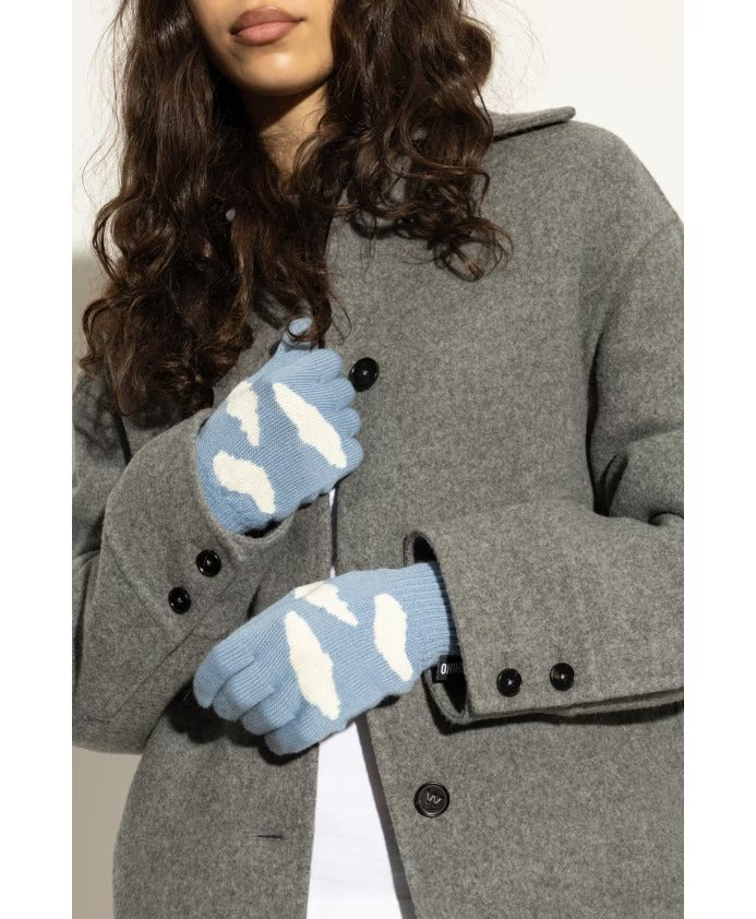 Moschino, Gloves, Sky Blue, Size: ONE SIZE Gloves with a Logo Patch Sky Blue
