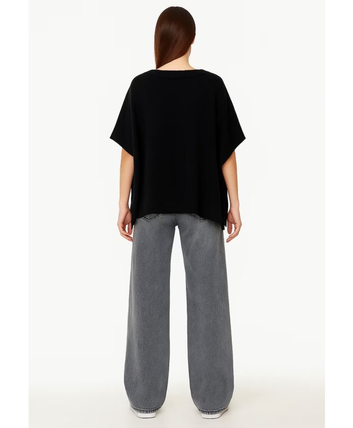 Moschino Poncho Donna in Maglia, Nero, Design Oversize con Tasche