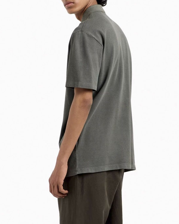 Armani Exchange Polo in Piquet di Cotone Effetto Used Verde Scuro