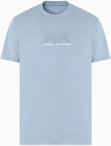 Armani Exchange T-shirt Uomo Sustainable Embossed And HD Logo Ashley Blu