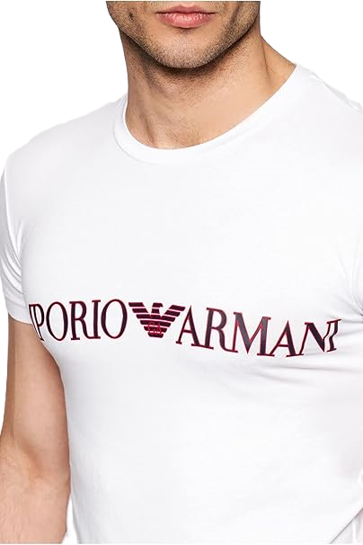 Emporio Armani T-Shirt Uomo 111035 Megalogo Stretch Cotton Bianco